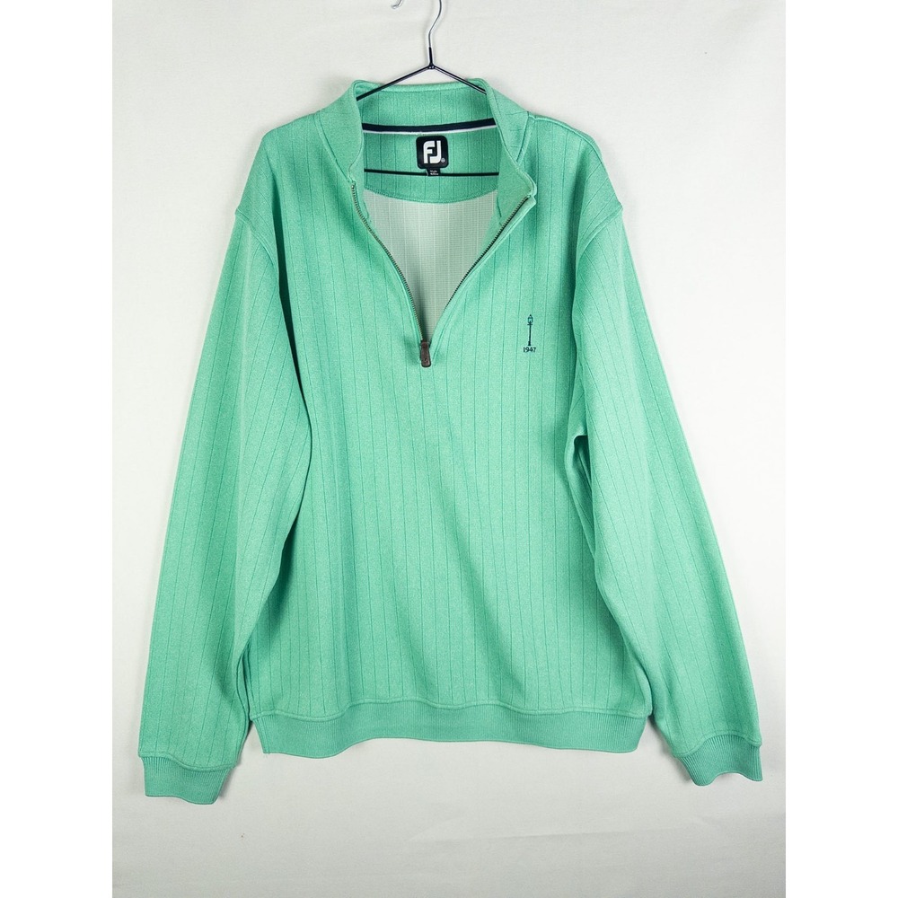 FootJoy Golf Pullover Mens XXL Mint Green 1/4 Zip Ribbed Knit Sweater Lined